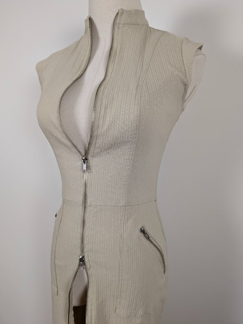 90s Le Chateau Fitted Midi Dress Size XS Stretchy Ribbed Semi-Formal - Picture 10 of 14